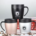 Coffee Travel Cup / Mug With Lid Spoon (Stainless Steel) BORREY Coffee Mugs Creative  Coffee Mug Warmer With Handle Metal Tea Cup 300-ml. 