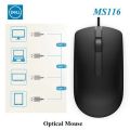 D-e-l-l- MS116 Wired USB Optical Mouse 1000 Dpi, Led Tracking, Scrolling Wheel, Plug and Play. 
