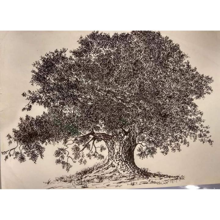 Tree of Life Pen & Ink by Arooj Mirza Studios  Painting, Art work, Original Artist work, Wall decoration, Home decoration, Living room, dinning room, bedroom decor