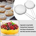 Fine Mesh Strainer Sifter Stainless Steel with Long Handle Medium and Large Size for Kitchen Rice Juice Food Flour Baking. 