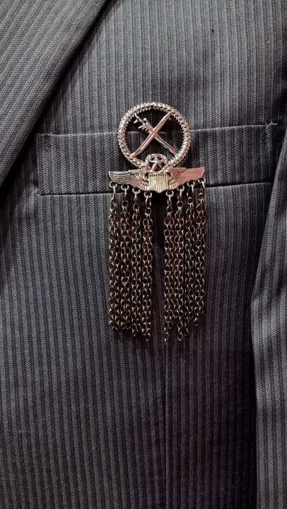 Military Style Chain Brooch Tassel Chain Sherwani Brooch Pin for Men