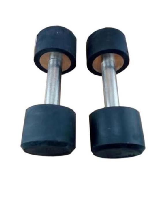 Pair Of Rubber Coated Metal Dumbells - 3kg - Black