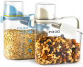 Rice Grain Dispenser Acrylic Storage Jar Moisture-proof Self Sealing Dry Food Container Cup Measuring Display Kitchen Accessories ,Capacity 2L & 1.8L (Assorted Colors). 