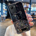 Phone Case For Realme C30 Back Cover Shiny Ring Case Glitter Soft Transparent Gloomy Bear Cases for Realme C30 Back Cover Stars Moon Girls. 