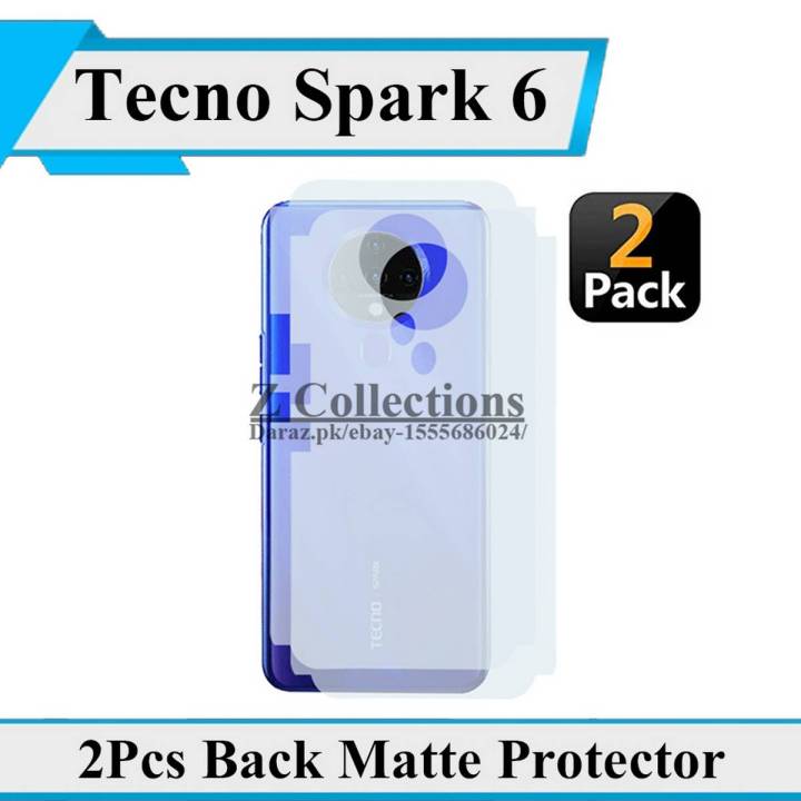 2Pcs Tecno Spark 6 Back Matte Protector Soft Skin Sheet Soft Film Protector For Spark 6