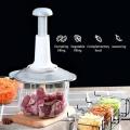 THE FASHION FRONT Hand chopper Manual Food Chopper, 2000ML/1.5 Liter Speedy Chopper with 3 Curved Stainless Steel Blades, Handheld Vegetable Chopper/Mincer/Mixer/Blender to Chop Fruits Onions/Nuts/Ginger/Herbs/Garlics/Meet. 