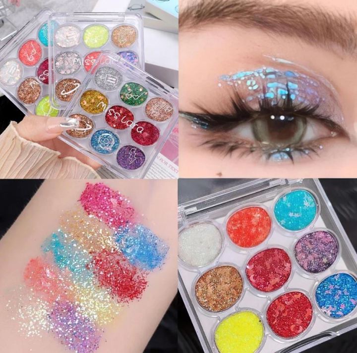 9 Color Pearlescent Diamond Gel Glitter Eyeshadow Palette