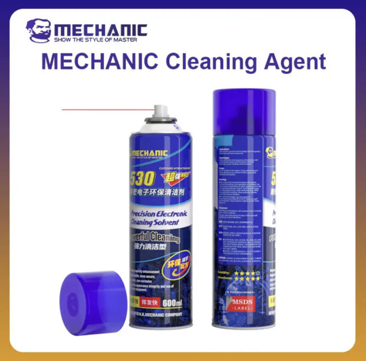 MECHANIC OFFICIAL New 530 Cleaning Agent Blue Spray Liquid Dust Remover Oil Cleaning For Mobile Phone Repair Cleaning