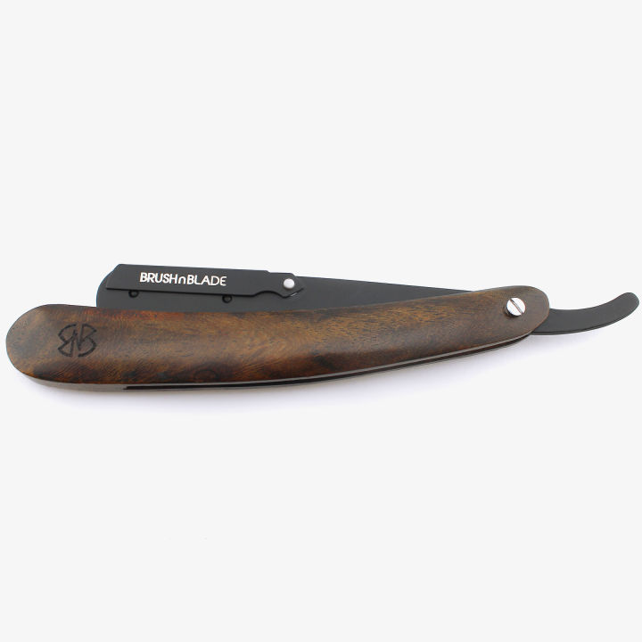 BrushnBlade Traditional Cut Throat Razor with Premium Dark Wood Handle ...