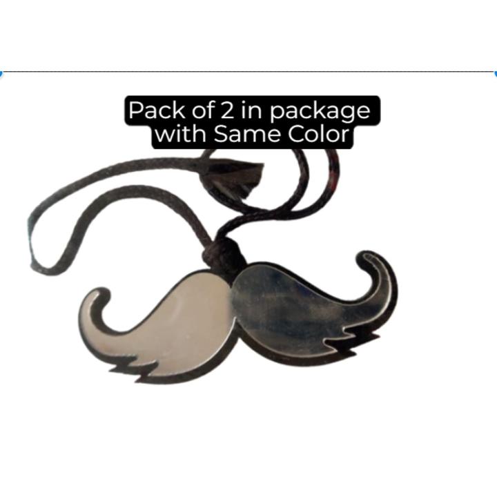 "Majestic Adornments: Moustache White, Red & Gold Lockets Chains for Bikes"
