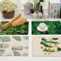 1Pcs Green Leaf Plant Pattern Dining Table Mats Kitchen Placemat Coaster Cotton Linen Pad Bowl Cup Mat 42*32cm Home Decor MP0029. 