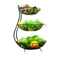 Alloy Steel 3 Tier Steel Fruit and Vegetable Basket for Kitchen, Dining Table - Fruit Bowl, Counter Top Rack (Black). 