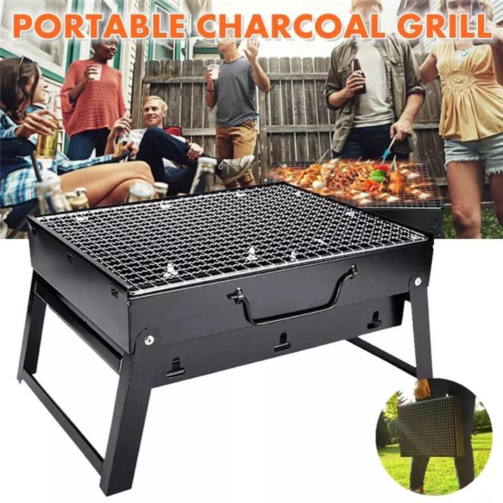 Charcoal Grill Barbecue Portable Grill Stainless Steel Folding BBQ Grill Tabletop Outdoor Camping Picnic Burner Barbecue Grill Portable Book Style