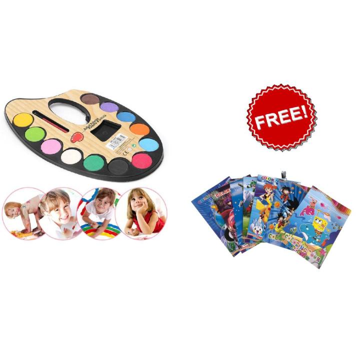 Small Water Color Pallete With Free Coloring Book-Coloring Art Kit For Kids-Best Summer camp Activity-For Boys And Girls