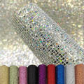 Glitter Bling Fabric Supplies Rhinestone Clip For Earring Artificial Bow Fabrics Faux Sheet Shiny. 