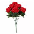 Artificial Red Rose Bunch Flower silk flower  home Décor -Red. 