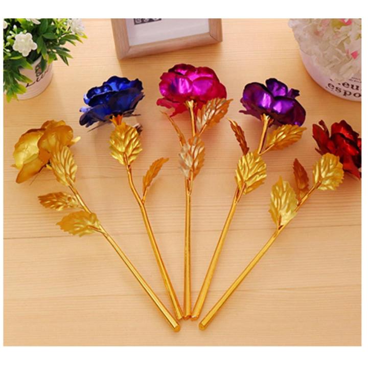 Anniversary Gift wife Girlfriend 24K Gold Foil Rose Flower wedding bouquet Birthday Party Romantic Golden Flower Gift