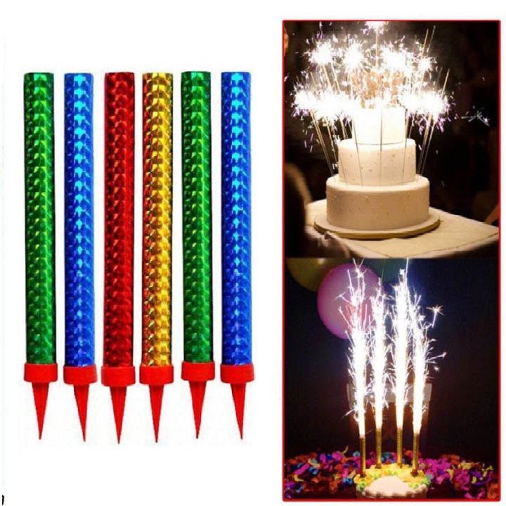 Sparkling Fire Candle as Cake Topper for Birthday Decoration, Engagement, Wedding, Anniversary, Bridal Shower, Baby Shower, 6 Month, Independence Celebration, Graduation, Farewell, Theme, Marriage, Ramadan, Husband, Boy, Girl, Party and Home Decor