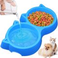 Cat Shaped Double food bowl Pet Plastic food bowl Foodie Puppies Non-Slip, Non-Toxic Pet Feeding Plastic Cat Face Shaped Double Bowl Food & Water Feeder 2-in-1 Bowl for Dogs, Puppies, Cats & Kittens - Multi Colour. 