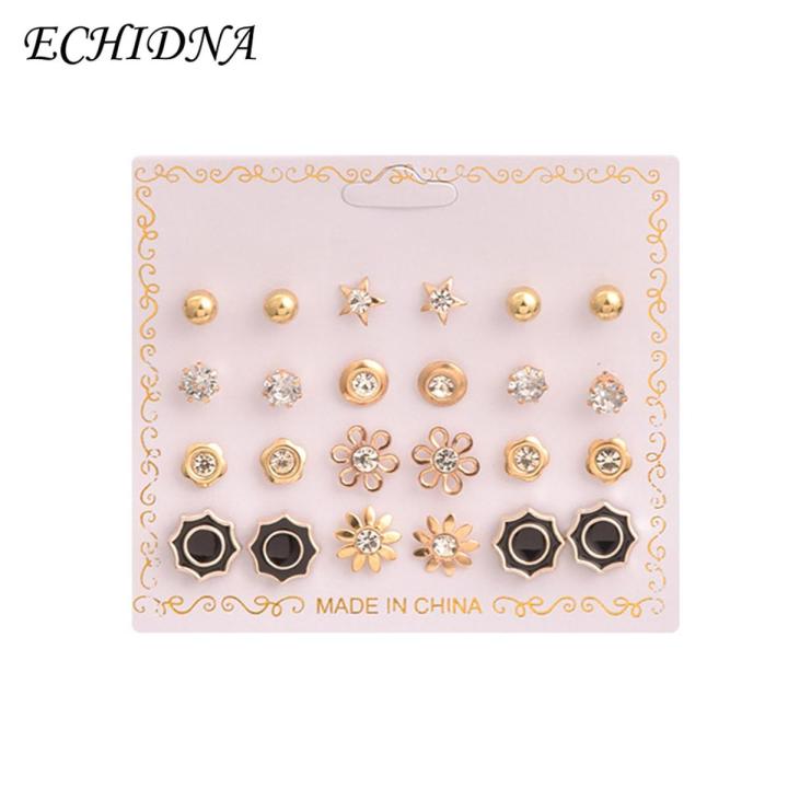 ECHIDNA Women Stud Earrings Plated Bright Luster Geometry Stud Earrings