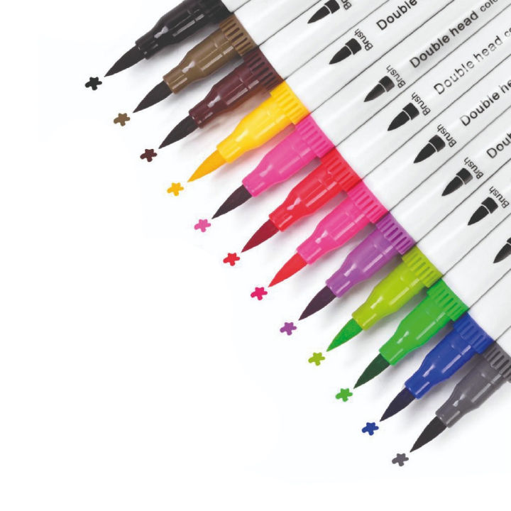 12 Colors Marker Liner Drawing color Marker Pens Twin Head Brush - Main Image