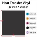 Best Quality Heat Transfer Vinyl HTV , Black Vinyl 1 Sheet 10" x 36” for Iron On T-Shirts. 