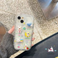 Cute Duck 3D Doll Case Compatible for IPhone 14 XR X 11 7Plus 13 12 Pro Max 6 7 6s 8 Plus XS Max SE 3D Wavy Curved Edge Cute Steric Bear Rabbit Cover With Little Bear Bow Lanyard. 