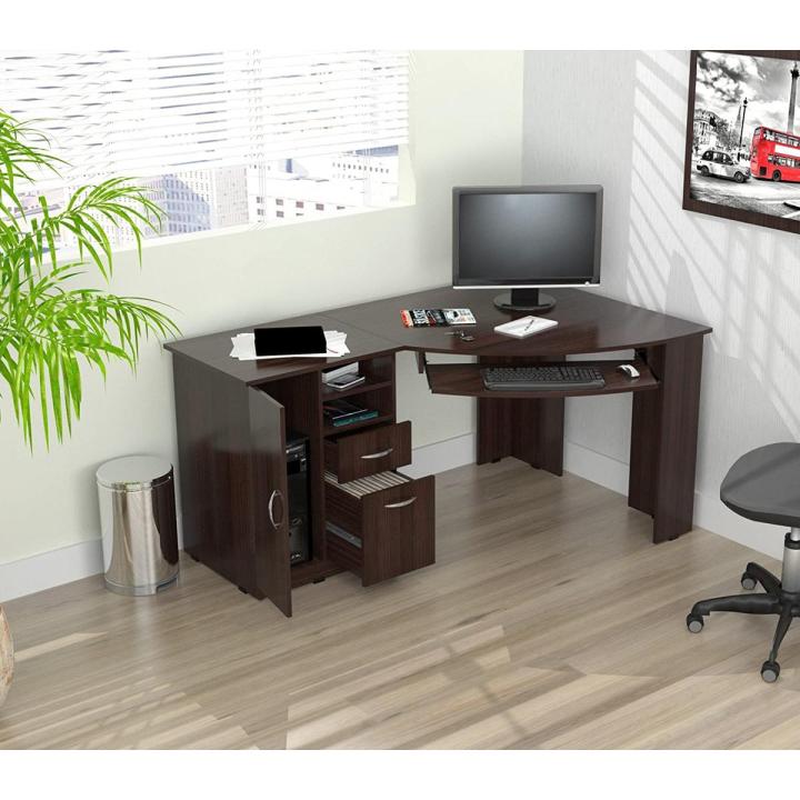 L-Shaped Corner Desk New Design Modern High End office table Living Room Table  With 2 Drawer 1 Cabinet  and Keyboard Tray  4 in 1 Office Table