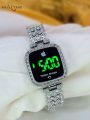 HOT DEAL NO 1 Full Diamond Touch Screen LED Watch Steel Chain with Diamonds Ladies Korean watches for girls Ins Girls Alloy Ribbon Streamer Watch Female Accessories ladies watch. 