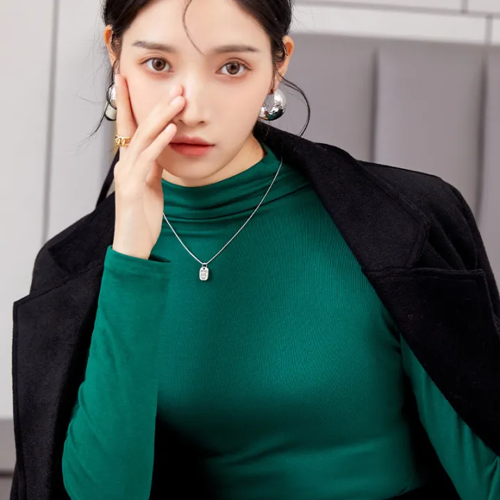 Modal%20bottoming%20shirt%20Long-SleeveTT-shirt%20Women's%20Autumn%20and%20Winter%20New%20Half%20Turtleneck%20Large%20Size%20Slim%20Fit%20Inner%20Wear%20Solid%20Color%20Thin%20Top%20-%20Image%202