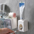 Toothbrush holder set without punching wall-mounted toothpaste squeezer toothbrushing mouthwash cup bathroom storage box storage rack. 