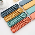 Spoon Fork Chopsticks Knife Box Wheatstraw Natural Plastic Cutlery 4 Pcs Set. 