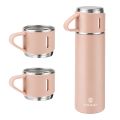 BT53 Stainless Steel 500 ML Vacuum Flask/ Bottle/ Thermos for Hot and Cold Drinks with Three Cups (Pink). 