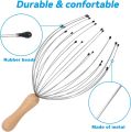 24 Fingers Head Massager Scalp Scratcher for Human or Pet Head Massage, Head Relaxing,Wood Handle for Comfortable Temple Massage. 
