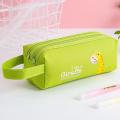 Giraffe themed Green Pencil Case Large Capacity Pencil Pouch 2 Compartments Pencil Bag Gift for Students Boys Girls. 