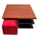 Bernard Center Table (Wooden Top) with two Poufs. 