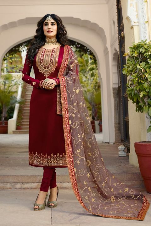 Maroon%20Chiffon%20Embroidered%203pc%20Unstitched%20Party%20Wear%20Dress%20For%20Women%20SM-26%20-%20Image%203
