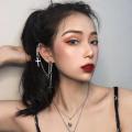 Fashion Exaggeration Fashion Tassel Ear Chains Cuff Earrings Metal Christian Chain Drop Pendants Gothic Punk Style Pendant Clip Jewelry. 