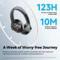 soundpeats space bluetooth wireless headphone with foldable design noise cancelling microphone and long battery life ideal for sports and smartphones. 