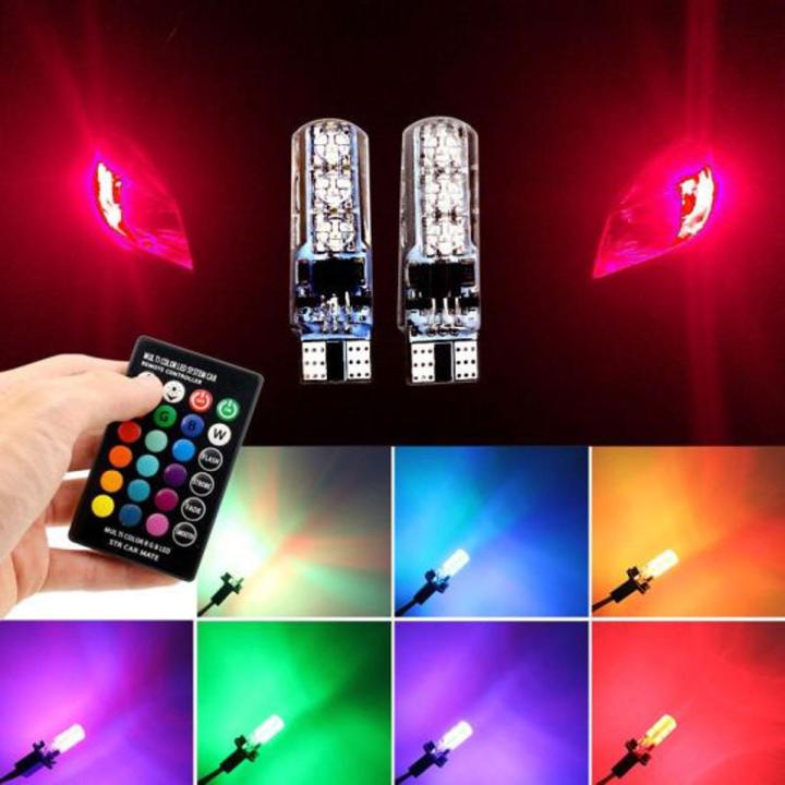T10 CAR PARKING LIGHT MULTI RGB LED Bulb With Remote