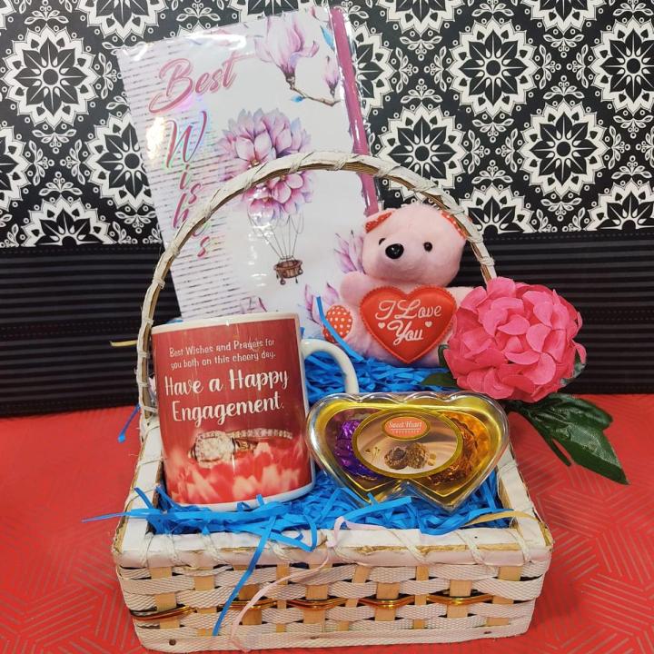happy engagement gift basket - for couple - mangni gift - wedding gifts