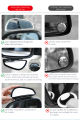 BASEUS Large View OF Blind Spot AND Reversing Auxiliary Mirrors / Rear View Mirror CAR MOUNT 2Pcs/Pair - WHITE. 