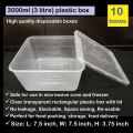 10 boxes of 3 litres plastic disposable box with lid. 