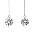 Women Cubic Zirconia Silver Plated Dangle Long Chain Line Earrings Jewelry. 