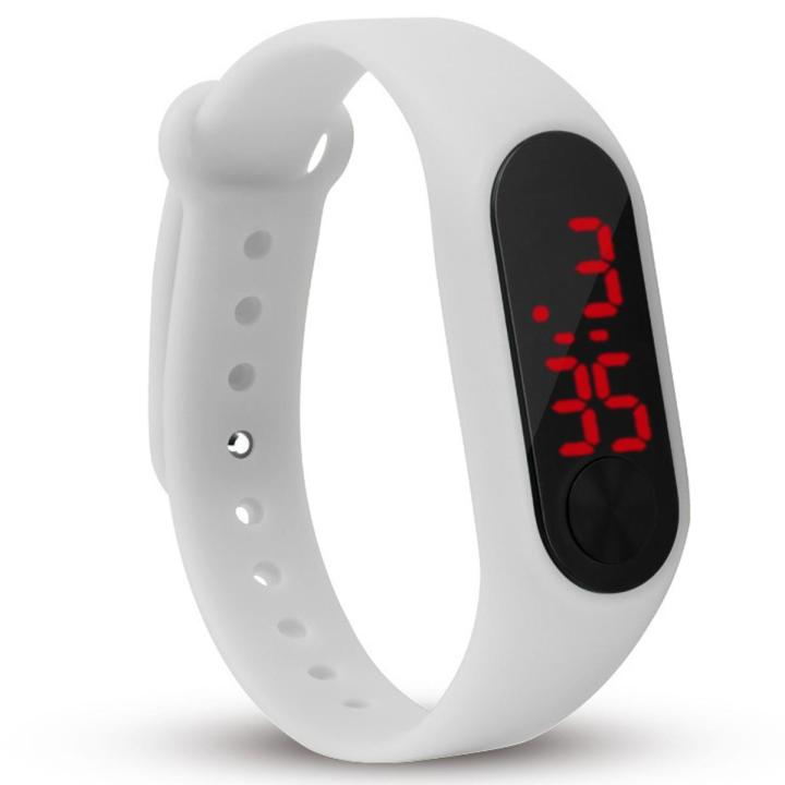 Silicone Rubber LED Digital Bracelet Watch For Unisex - White