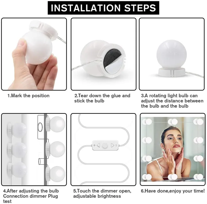 New%2010%20Pcs%20Vanity%20Lights%20Kit%20Hollywood%20Style%20Makeup%20Mirror%20LED%20Bulbs%20High%20Quality%20Product%20-%20Image%207