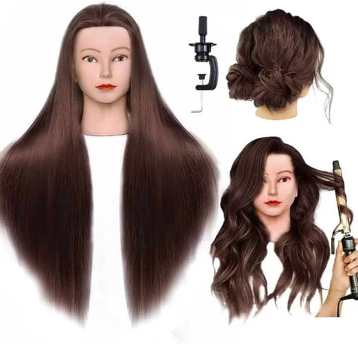 Hair Dummy Training Head For Hair Styling Practice Salon Cutting Hair Black Daraz.pk