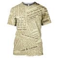 Old Newspaper 3D Printed T-shirt Men Women Casual Fashion Hip Hop Funny Short Sleeve Streetwear Vintage Tees Tops Summer Tshirts. 