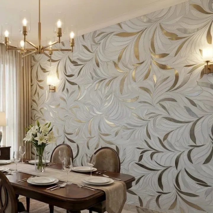 Gray Silver golden room wallpaper sheet Luxury Floral Wall Panel ...