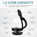 Aigostar Small Electric Kettle, 1.0L Black Glass Kettle Cordless, Compact Mini Clear Water Tea Kettle Fast Quiet Boil for Kitchen Bedroom Office, 2200W - Elfin 30A0Q. 